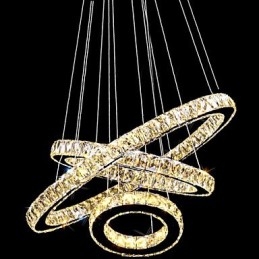 Krystall Pendellampe Moderne Belysning Med Tre Ringer D406080 K9 Store Krystall Taklamper