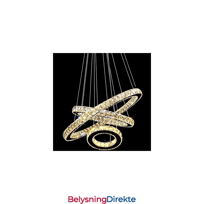 Krystall Pendellampe Moderne Belysning Med Tre Ringer D406080 K9 Store Krystall Taklamper