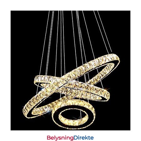 Krystall Pendellampe Moderne Belysning Med Tre Ringer D406080 K9 Store Krystall Taklamper