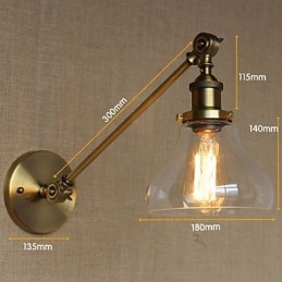 Jern, Glass, Bronse, Messing, Arm, Stil, Retro, Kreativ, Amerikansk, Landlig, Hall, Soverom, Vegglampe