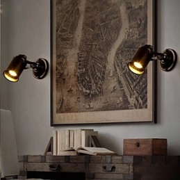 Vintage Vegglampe Industriell Svart Smijernsvegglampe Retro Econce-Armatur Korridorvegglampe