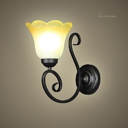 Vintage Vegglampe I Jern, Glass, Svingarm, Vegglampe, Innendørs, Soverom, Vegglampe, 110 220V, Til Stue