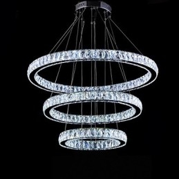 Krystall Pendellampe Moderne Belysning Med Tre Ringer D406080 K9 Store Krystall Taklamper