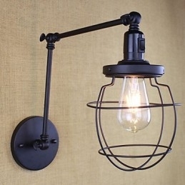 Stil Seng Hotellrestaurant Prosjekt Jernarm Dobbel Retro Vintage Svart Belte Vegglampe Bryter