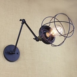 Stil Seng Hotellrestaurant Prosjekt Jernarm Dobbel Retro Vintage Svart Belte Vegglampe Bryter