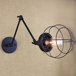 Stil Seng Hotellrestaurant Prosjekt Jernarm Dobbel Retro Vintage Svart Belte Vegglampe Bryter
