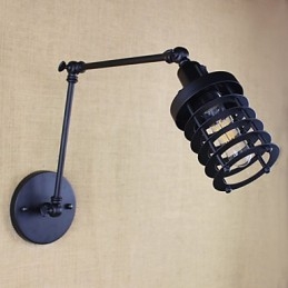 Stil Seng Hotellrestaurant Prosjekt Jernarm Dobbel Retro Vintage Svart Belte Vegglampe Bryter