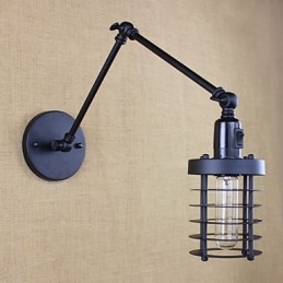 Stil Seng Hotellrestaurant Prosjekt Jernarm Dobbel Retro Vintage Svart Belte Vegglampe Bryter