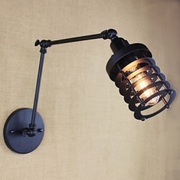 Stil Seng Hotellrestaurant Prosjekt Jernarm Dobbel Retro Vintage Svart Belte Vegglampe Bryter