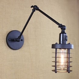 Stil Seng Hotellrestaurant Prosjekt Jernarm Dobbel Retro Vintage Svart Belte Vegglampe Bryter