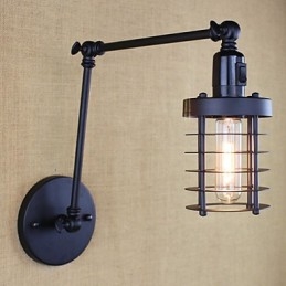 Stil Seng Hotellrestaurant Prosjekt Jernarm Dobbel Retro Vintage Svart Belte Vegglampe Bryter