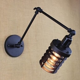 Stil Seng Hotellrestaurant Prosjekt Jernarm Dobbel Retro Vintage Svart Belte Vegglampe Bryter