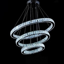 Krystall Pendellampe Moderne Belysning Med Tre Ringer D406080 K9 Store Krystall Taklamper