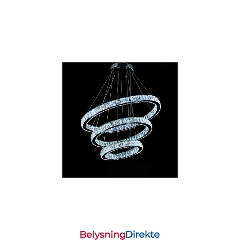 Krystall Pendellampe Moderne Belysning Med Tre Ringer D406080 K9 Store Krystall Taklamper
