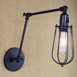 Stil Seng Hotellrestaurant Prosjekt Jernarm Dobbel Retro Vintage Svart Belte Vegglampe Bryter