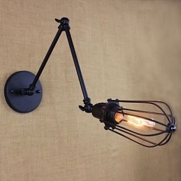 Stil Seng Hotellrestaurant Prosjekt Jernarm Dobbel Retro Vintage Svart Belte Vegglampe Bryter