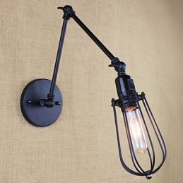 Stil Seng Hotellrestaurant Prosjekt Jernarm Dobbel Retro Vintage Svart Belte Vegglampe Bryter