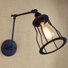 Stil Seng Hotellrestaurant Prosjekt Jernarm Dobbel Retro Vintage Svart Belte Vegglampe Bryter