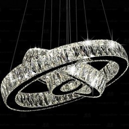 Krystall Pendellampe Moderne Belysning Med Tre Ringer D406080 K9 Store Krystall Taklamper