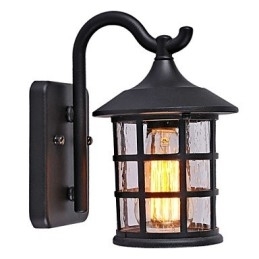 Antikk Rustikk Jern Vanntett Utendørs Vegglampe Vintage Lanterne Lys Rusten Matt Svart Korridor Gang Vegglampe