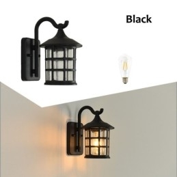 Antikk Rustikk Jern Vanntett Utendørs Vegglampe Vintage Lanterne Lys Rusten Matt Svart Korridor Gang Vegglampe