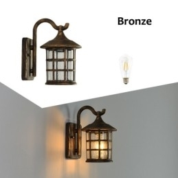 Antikk Rustikk Jern Vanntett Utendørs Vegglampe Vintage Lanterne Lys Rusten Matt Svart Korridor Gang Vegglampe