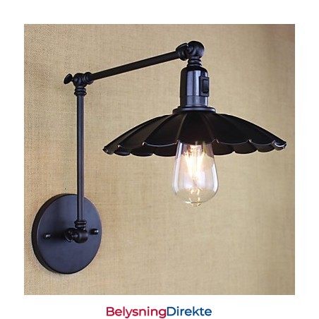 Nattbordslampe For Soverom, Hotell, Ingeniørkunst, Restaurant, Retro, Matt Svart, Belte, Lang Arm, Dobbel Bryter, Vegglampe