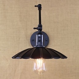 Nattbordslampe For Soverom, Hotell, Ingeniørkunst, Restaurant, Retro, Matt Svart, Belte, Lang Arm, Dobbel Bryter, Vegglampe