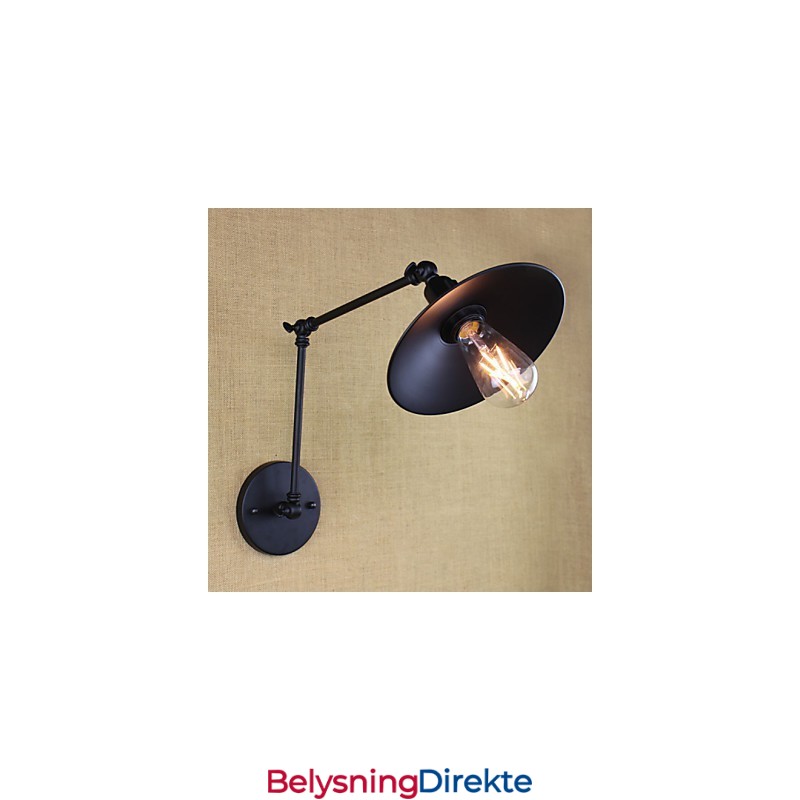 Retro Matt Svart Belte Med Lang Arm, Dobbel Veggbryter