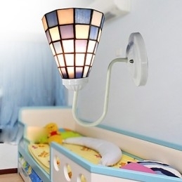 15 Cm Moderne Og Innrammet Glasslampe Med Vegglampe I Blå Og Hvite Firkanter