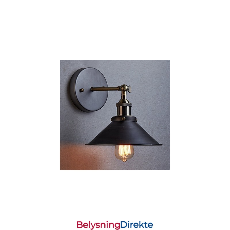 Industriell Vintage Edison Simplicity 1 Lys Veggmontert Spisestue Arbeidsrom Kontor Gang Metall Vegglampe