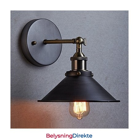 Industriell Vintage Edison Simplicity 1 Lys Veggmontert Spisestue Arbeidsrom Kontor Gang Metall Vegglampe