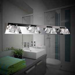 Moderne Vegglampe Med Glassskjerm, 4 Lys, Speilfront