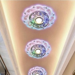 Krystall Taklampe Spotlight Smd 3W Kreativ Lampe Rørlys Fargerik Farge Kuppellys