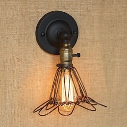 Amerikansk Industriell Stil Gjerde Rusten Jernnett Dekorativ Vegglampe