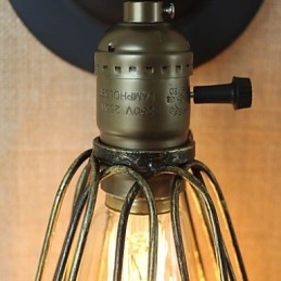 Amerikansk Industriell Stil Gjerde Jernnett Bronse Dekorativ Vegglampe