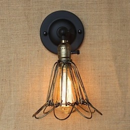 Amerikansk Industriell Stil Gjerde Jernnett Bronse Dekorativ Vegglampe