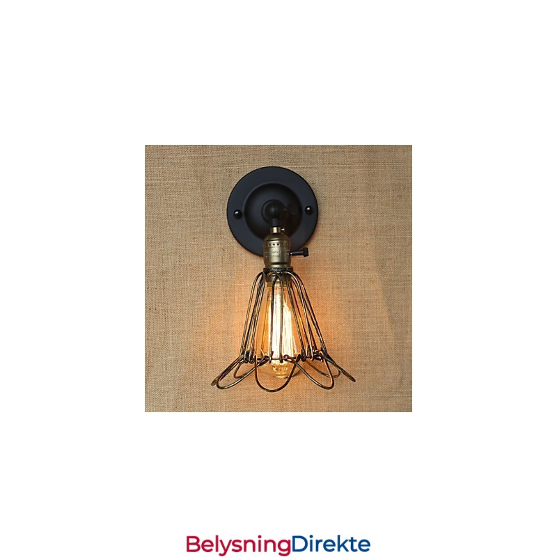 Amerikansk Industriell Stil Gjerde Jernnett Bronse Dekorativ Vegglampe