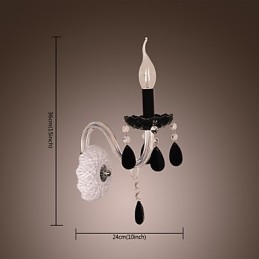 Svart Krystallvegglampe Med Stearinlyspære