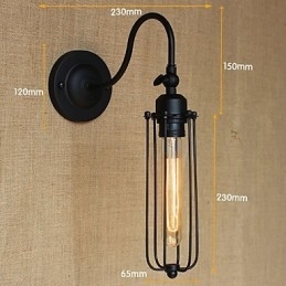 Kunst Minimalistisk Matt Svart Amerikansk Landlig Stuelampe Soverom Balkong Vegglampe Nattbordslampe
