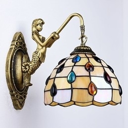 Europeisk Middelhavskontraktert Landlig Kreativ Smijernsvegglampe Glasslamper