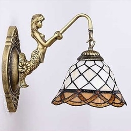 Europeisk Kontraktsfestet Landlig Kreativ Smijernsvegglampe Glasslamper