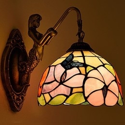 Europeisk Kontraktsfestet Landlig Kreativ Smijernsvegglampe Glasslamper
