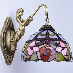 Europeisk Kontraktsfestet Landlig Kreativ Smijernsvegglampe Glasslamper
