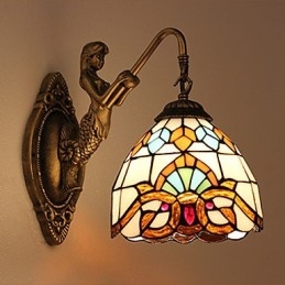 Europeisk Kontraktsfestet Landlig Kreativ Smijernsvegglampe Glasslamper