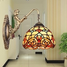 Europeisk Kontraktsfestet Landlig Kreativ Smijernsvegglampe Glasslamper