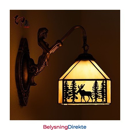 Julehjort Europeisk Kontraktsfestet Landlig Kreativ Smijernsvegglampe Glasslys
