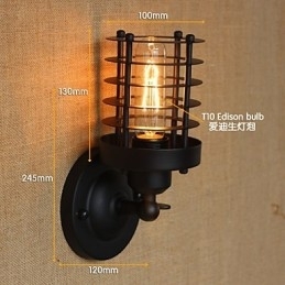 Retro Enkel Elegant Svart Nattbordstrapp Balkong Dekorativ Vegglampe
