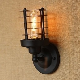Retro Enkel Elegant Svart Nattbordstrapp Balkong Dekorativ Vegglampe