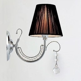 Moderne Vegglampe Med Stoffskjerm I Lysekronestil, Krystalldråpeformet Arm